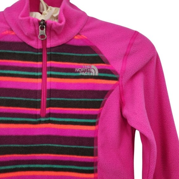 The North Face Fleece Pink Striped 1/4 Zip Pullover Girls Small (7/8) - Picture 3 of 9